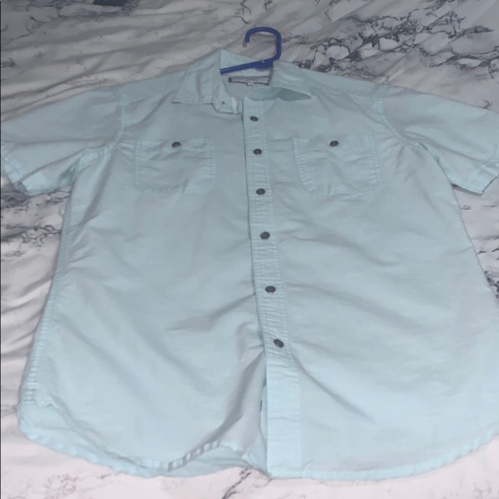 Blue short sleeve button down
